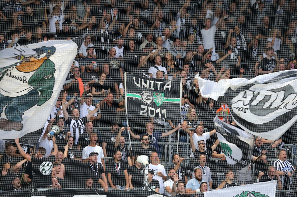 Sturm Graz - Altach
Oesterreichische Fussball Bundesliga, 4. Runde, SK Sturm Graz - SCR Altach, Stadion Liebenau Graz, 13.08.2022. 

Foto zeigt Fans von Sturm
Schlüsselwörter: unita