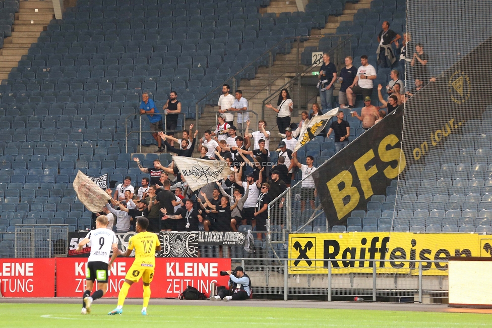 Sturm Graz - Altach
Oesterreichische Fussball Bundesliga, 4. Runde, SK Sturm Graz - SCR Altach, Stadion Liebenau Graz, 13.08.2022. 

Foto zeigt Fans von Altach
