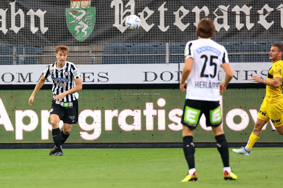 Sturm Graz - Altach
Oesterreichische Fussball Bundesliga, 4. Runde, SK Sturm Graz - SCR Altach, Stadion Liebenau Graz, 13.08.2022. 

Foto zeigt David Affengruber (Sturm)
