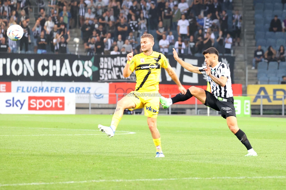 Sturm Graz - Altach
Oesterreichische Fussball Bundesliga, 4. Runde, SK Sturm Graz - SCR Altach, Stadion Liebenau Graz, 13.08.2022. 

Foto zeigt Jusuf Gazibegovic (Sturm)
