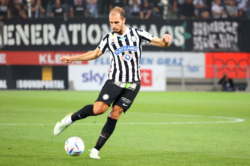 Sturm Graz - Altach
Oesterreichische Fussball Bundesliga, 4. Runde, SK Sturm Graz - SCR Altach, Stadion Liebenau Graz, 13.08.2022. 

Foto zeigt Jon Gorenc-Stankovic (Sturm)
