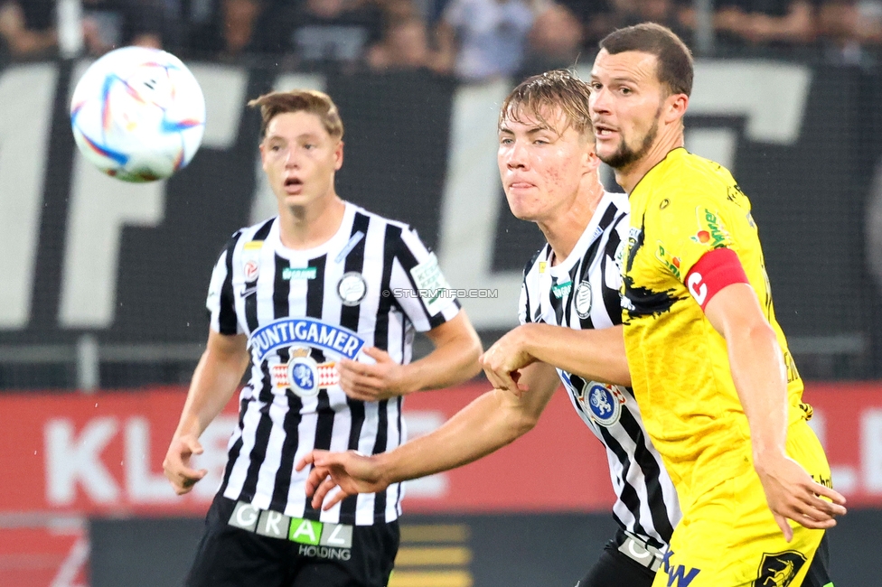 Sturm Graz - Altach
Oesterreichische Fussball Bundesliga, 4. Runde, SK Sturm Graz - SCR Altach, Stadion Liebenau Graz, 13.08.2022. 

Foto zeigt Rasmus Hoejlund (Sturm)
