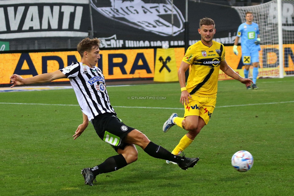 Sturm Graz - Altach
Oesterreichische Fussball Bundesliga, 4. Runde, SK Sturm Graz - SCR Altach, Stadion Liebenau Graz, 13.08.2022. 

Foto zeigt David Affengruber (Sturm)
