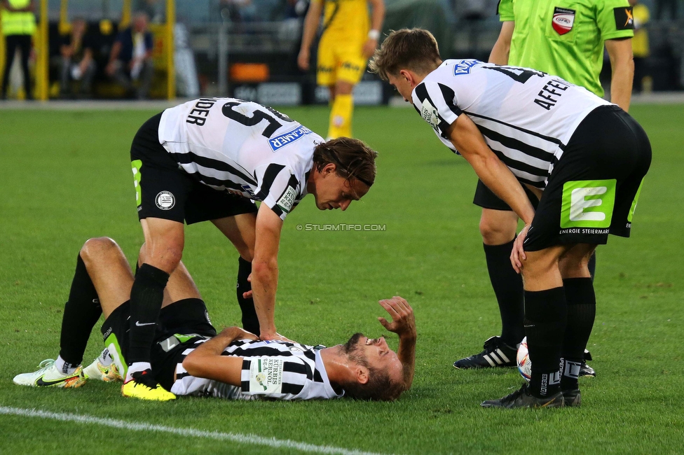 Sturm Graz - Altach
Oesterreichische Fussball Bundesliga, 4. Runde, SK Sturm Graz - SCR Altach, Stadion Liebenau Graz, 13.08.2022. 

Foto zeigt Stefan Hierlaender (Sturm), Jon Gorenc-Stankovic (Sturm) und David Affengruber (Sturm)
