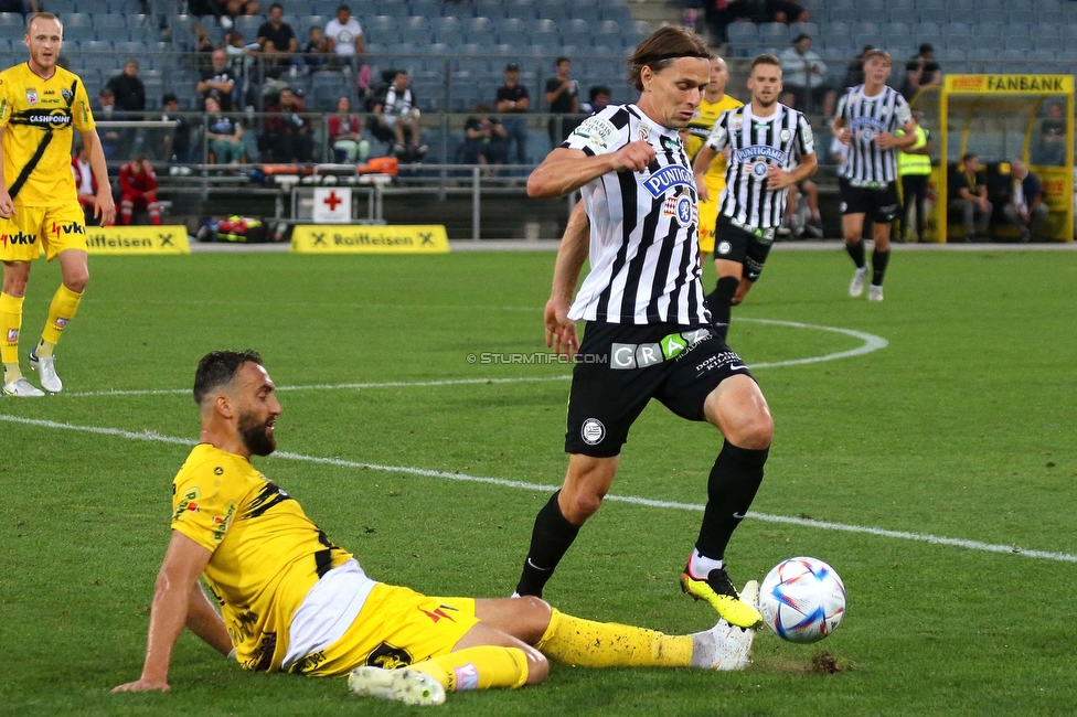 Sturm Graz - Altach
Oesterreichische Fussball Bundesliga, 4. Runde, SK Sturm Graz - SCR Altach, Stadion Liebenau Graz, 13.08.2022. 

Foto zeigt Stefan Hierlaender (Sturm)
