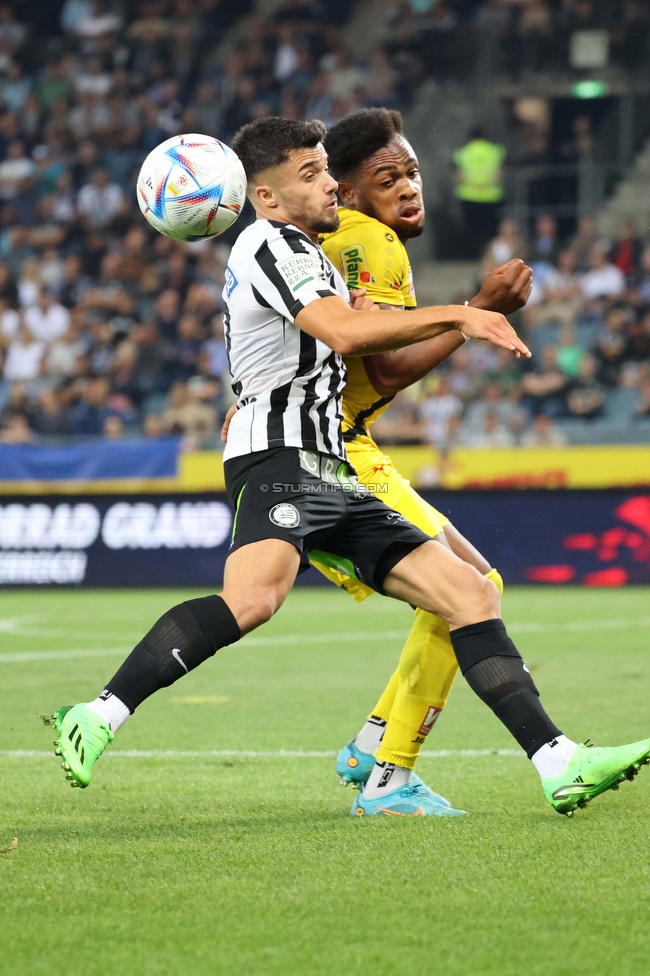 Sturm Graz - Altach
Oesterreichische Fussball Bundesliga, 4. Runde, SK Sturm Graz - SCR Altach, Stadion Liebenau Graz, 13.08.2022. 

Foto zeigt Jusuf Gazibegovic (Sturm)
