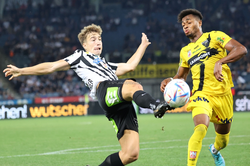 Sturm Graz - Altach
Oesterreichische Fussball Bundesliga, 4. Runde, SK Sturm Graz - SCR Altach, Stadion Liebenau Graz, 13.08.2022. 

Foto zeigt David Affengruber (Sturm)
