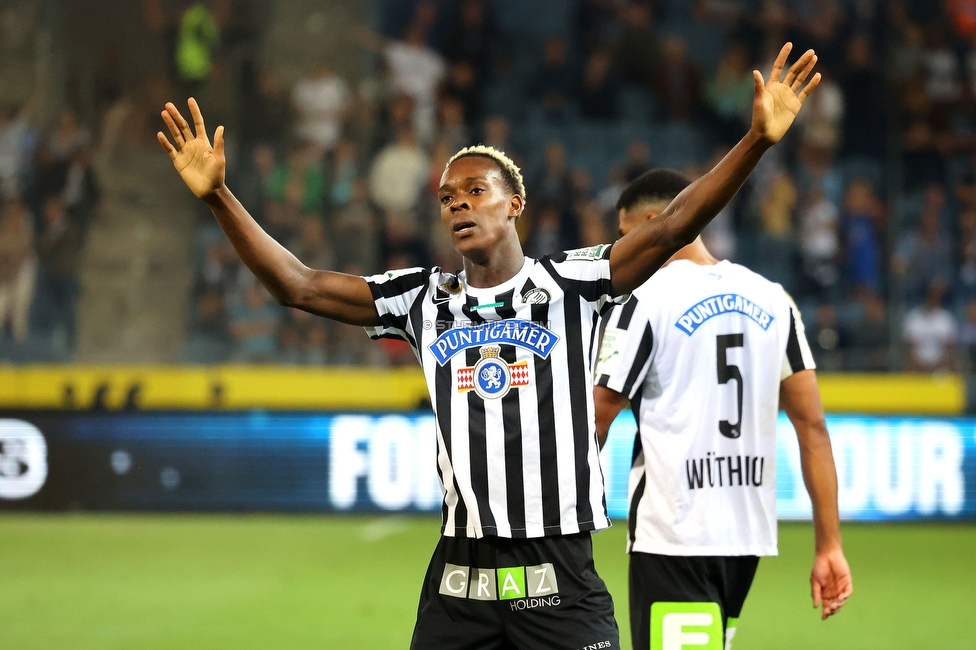 Sturm Graz - Altach
Oesterreichische Fussball Bundesliga, 4. Runde, SK Sturm Graz - SCR Altach, Stadion Liebenau Graz, 13.08.2022. 

Foto zeigt Emanuel Emegha (Sturm)
Schlüsselwörter: tor