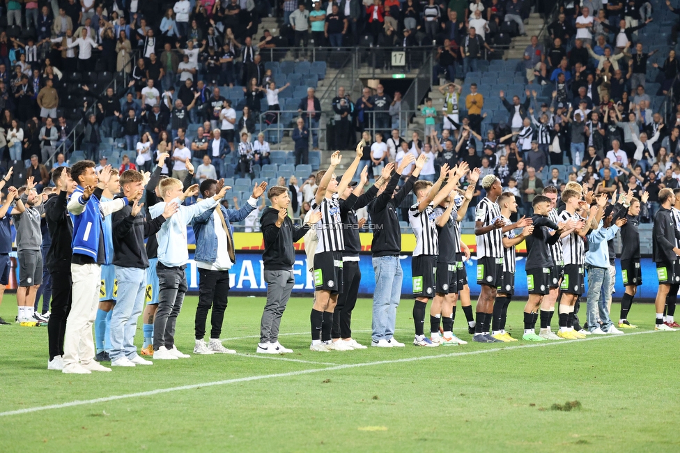 Sturm Graz - Altach
Oesterreichische Fussball Bundesliga, 4. Runde, SK Sturm Graz - SCR Altach, Stadion Liebenau Graz, 13.08.2022. 

Foto zeigt die Mannschaft von Sturm
Schlüsselwörter: jubel