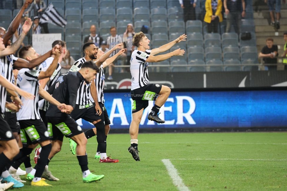 Sturm Graz - Altach
Oesterreichische Fussball Bundesliga, 4. Runde, SK Sturm Graz - SCR Altach, Stadion Liebenau Graz, 13.08.2022. 

Foto zeigt die Mannschaft von Sturm
Schlüsselwörter: jubel