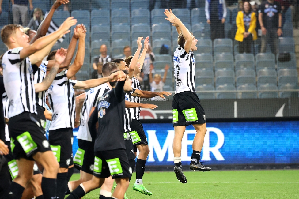 Sturm Graz - Altach
Oesterreichische Fussball Bundesliga, 4. Runde, SK Sturm Graz - SCR Altach, Stadion Liebenau Graz, 13.08.2022. 

Foto zeigt die Mannschaft von Sturm
Schlüsselwörter: jubel