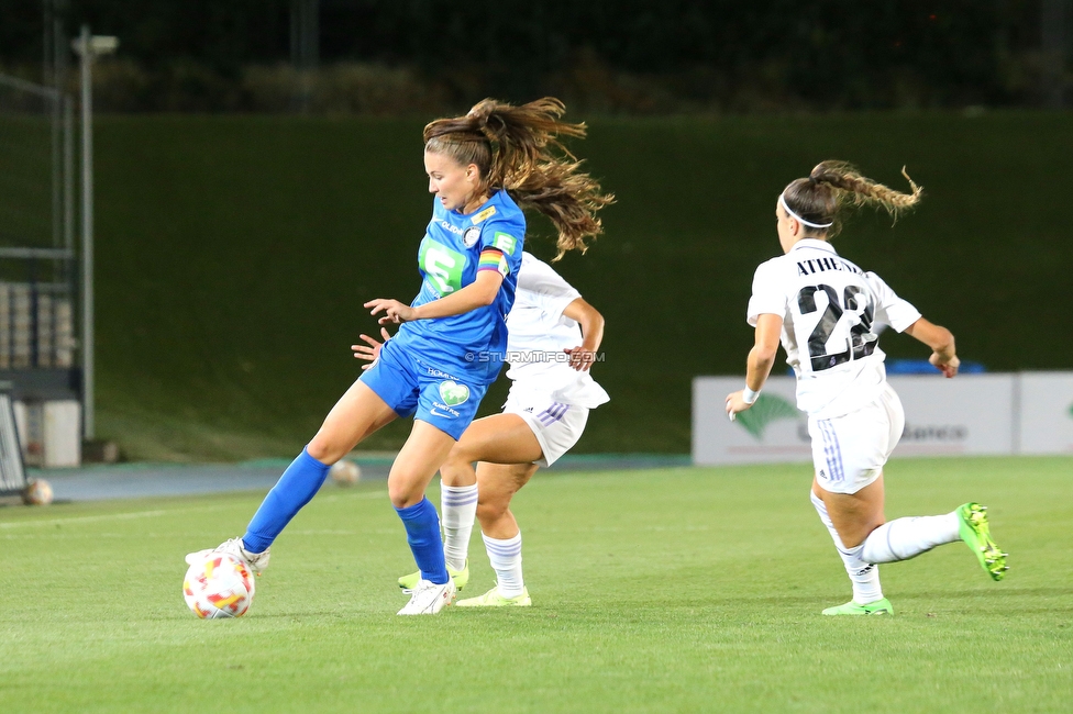 Real Madrid - Sturm Damen
UEFA Champions League Qualifikation, 1. Runde, Real Madrid CF Femenino - SK Sturm Graz Damen, Estadio Alfredo Di Stefano Madrid, 18.08.2022. 

Foto zeigt Annabel Schasching (Sturm Damen)
