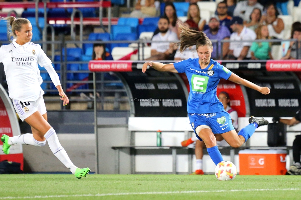 Real Madrid - Sturm Damen
UEFA Champions League Qualifikation, 1. Runde, Real Madrid CF Femenino - SK Sturm Graz Damen, Estadio Alfredo Di Stefano Madrid, 18.08.2022. 

Foto zeigt Julia Magerl (Sturm Damen)
