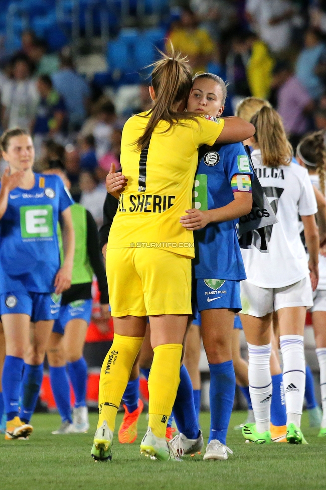 Real Madrid - Sturm Damen
UEFA Champions League Qualifikation, 1. Runde, Real Madrid CF Femenino - SK Sturm Graz Damen, Estadio Alfredo Di Stefano Madrid, 18.08.2022. 

Foto zeigt Mariella El Sherif (Sturm Damen) und Annabel Schasching (Sturm Damen)
