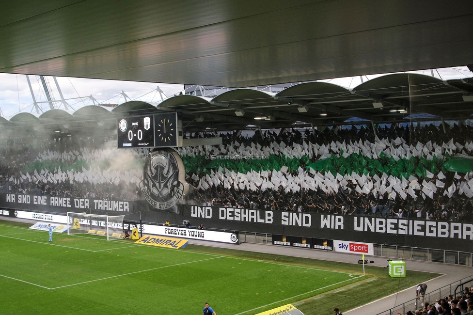 Sturm Graz - LASK
Oesterreichische Fussball Bundesliga, 5. Runde, SK Sturm Graz - LASK, Stadion Liebenau Graz, 20.08.2022. 

Foto zeigt Fans von Sturm mit einer Choreografie
Schlüsselwörter: sturmflut