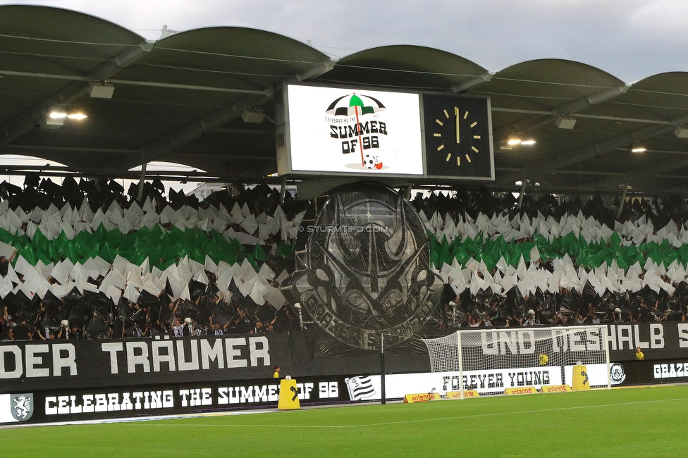 Sturm Graz - LASK
Oesterreichische Fussball Bundesliga, 5. Runde, SK Sturm Graz - LASK, Stadion Liebenau Graz, 20.08.2022. 

Foto zeigt Fans von Sturm mit einer Choreografie
Schlüsselwörter: sturmflut