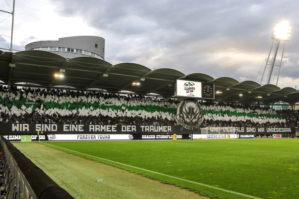 Sturm Graz - LASK
Oesterreichische Fussball Bundesliga, 5. Runde, SK Sturm Graz - LASK, Stadion Liebenau Graz, 20.08.2022. 

Foto zeigt Fans von Sturm mit einer Choreografie
Schlüsselwörter: sturmflut