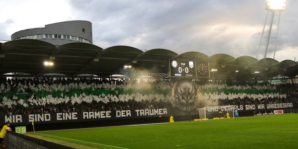 Sturm Graz - LASK
Oesterreichische Fussball Bundesliga, 5. Runde, SK Sturm Graz - LASK, Stadion Liebenau Graz, 20.08.2022. 

Foto zeigt Fans von Sturm mit einer Choreografie
Schlüsselwörter: sturmflut