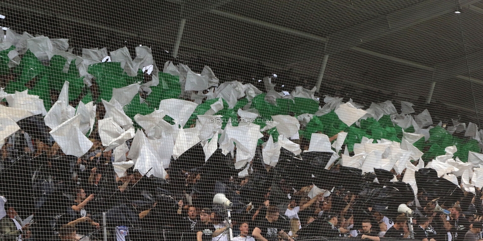 Sturm Graz - LASK
Oesterreichische Fussball Bundesliga, 5. Runde, SK Sturm Graz - LASK, Stadion Liebenau Graz, 20.08.2022. 

Foto zeigt Fans von Sturm mit einer Choreografie
Schlüsselwörter: sturmflut