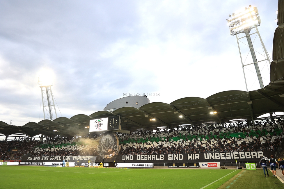 Sturm Graz - LASK
Oesterreichische Fussball Bundesliga, 5. Runde, SK Sturm Graz - LASK, Stadion Liebenau Graz, 20.08.2022. 

Foto zeigt Fans von Sturm mit einer Choreografie
Schlüsselwörter: sturmflut