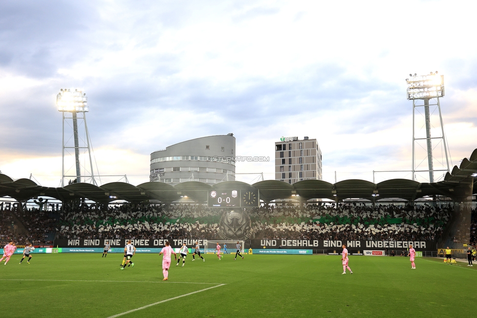 Sturm Graz - LASK
Oesterreichische Fussball Bundesliga, 5. Runde, SK Sturm Graz - LASK, Stadion Liebenau Graz, 20.08.2022. 

Foto zeigt Fans von Sturm mit einer Choreografie
Schlüsselwörter: sturmflut