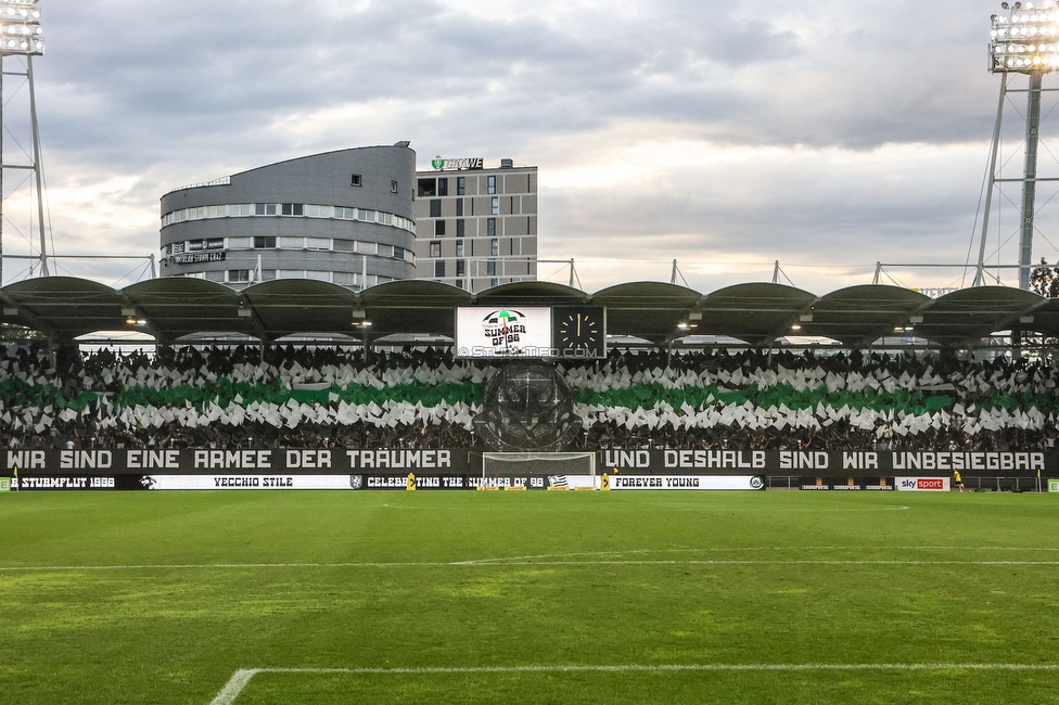 Sturm Graz - LASK
Oesterreichische Fussball Bundesliga, 5. Runde, SK Sturm Graz - LASK, Stadion Liebenau Graz, 20.08.2022. 

Foto zeigt Fans von Sturm mit einer Choreografie
Schlüsselwörter: sturmflut