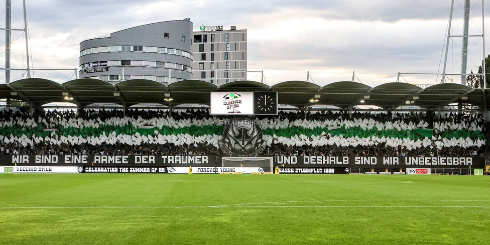 Sturm Graz - LASK
Oesterreichische Fussball Bundesliga, 5. Runde, SK Sturm Graz - LASK, Stadion Liebenau Graz, 20.08.2022. 

Foto zeigt Fans von Sturm mit einer Choreografie
Schlüsselwörter: sturmflut