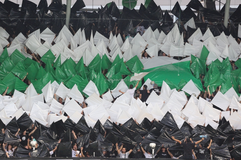 Sturm Graz - LASK
Oesterreichische Fussball Bundesliga, 5. Runde, SK Sturm Graz - LASK, Stadion Liebenau Graz, 20.08.2022. 

Foto zeigt Fans von Sturm mit einer Choreografie
Schlüsselwörter: sturmflut