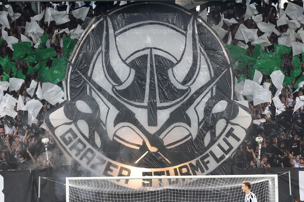 Sturm Graz - LASK
Oesterreichische Fussball Bundesliga, 5. Runde, SK Sturm Graz - LASK, Stadion Liebenau Graz, 20.08.2022. 

Foto zeigt Fans von Sturm mit einer Choreografie
Schlüsselwörter: sturmflut