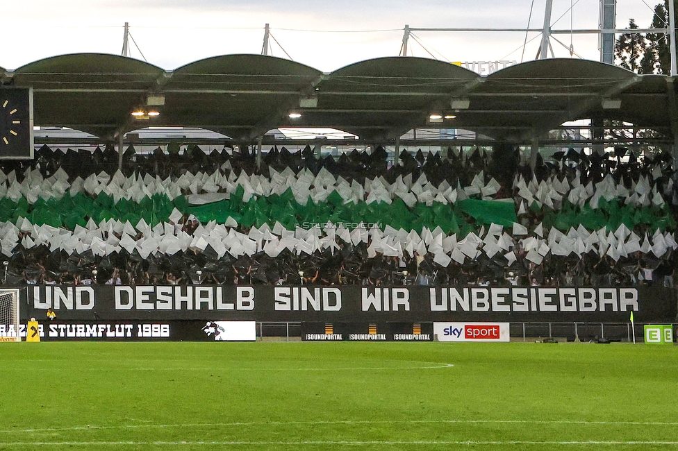 Sturm Graz - LASK
Oesterreichische Fussball Bundesliga, 5. Runde, SK Sturm Graz - LASK, Stadion Liebenau Graz, 20.08.2022. 

Foto zeigt Fans von Sturm mit einer Choreografie
Schlüsselwörter: sturmflut