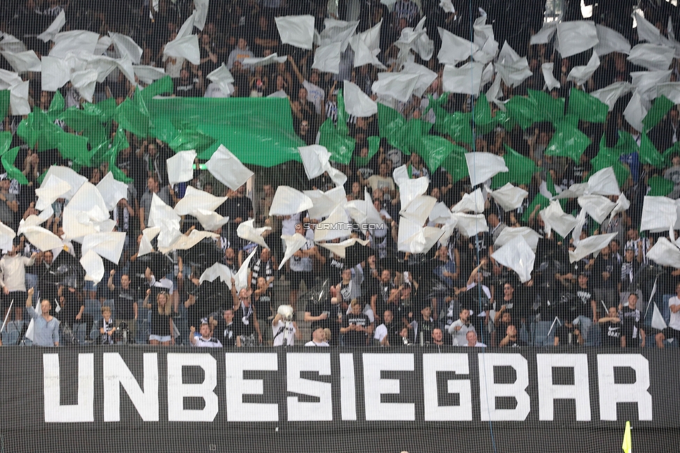 Sturm Graz - LASK
Oesterreichische Fussball Bundesliga, 5. Runde, SK Sturm Graz - LASK, Stadion Liebenau Graz, 20.08.2022. 

Foto zeigt Fans von Sturm mit einer Choreografie
Schlüsselwörter: sturmflut