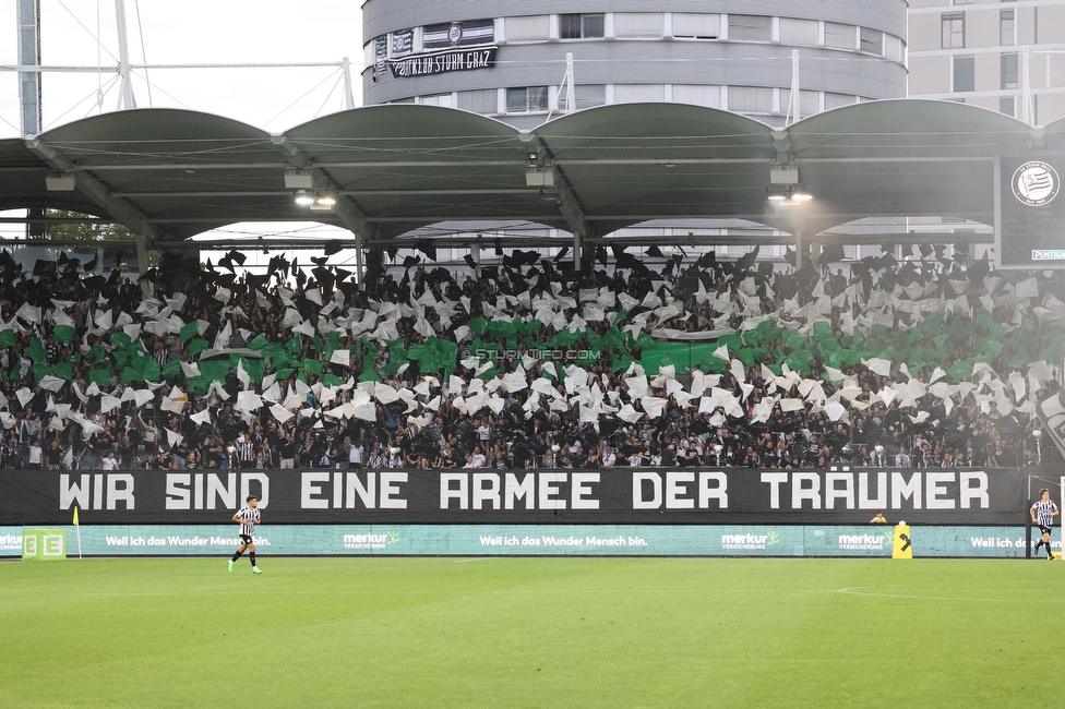 Sturm Graz - LASK
Oesterreichische Fussball Bundesliga, 5. Runde, SK Sturm Graz - LASK, Stadion Liebenau Graz, 20.08.2022. 

Foto zeigt Fans von Sturm mit einer Choreografie
Schlüsselwörter: sturmflut