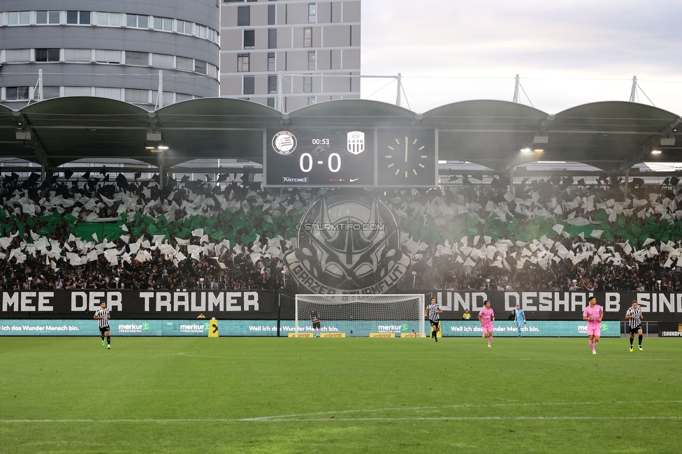 Sturm Graz - LASK
Oesterreichische Fussball Bundesliga, 5. Runde, SK Sturm Graz - LASK, Stadion Liebenau Graz, 20.08.2022. 

Foto zeigt Fans von Sturm mit einer Choreografie
Schlüsselwörter: sturmflut