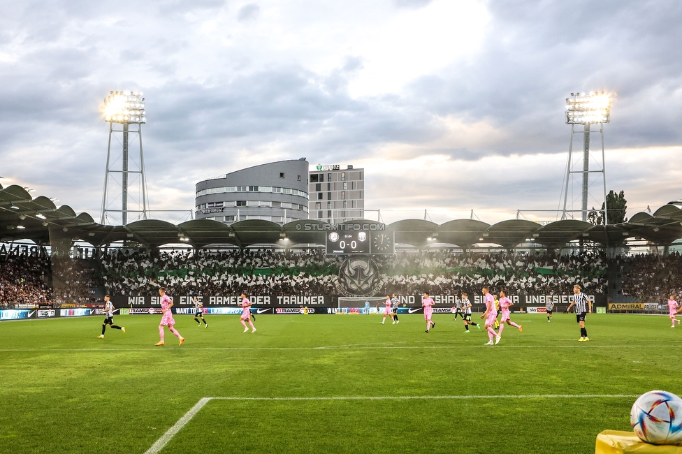 Sturm Graz - LASK
Oesterreichische Fussball Bundesliga, 5. Runde, SK Sturm Graz - LASK, Stadion Liebenau Graz, 20.08.2022. 

Foto zeigt Fans von Sturm mit einer Choreografie
Schlüsselwörter: sturmflut