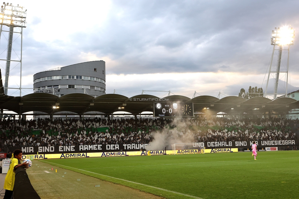 Sturm Graz - LASK
Oesterreichische Fussball Bundesliga, 5. Runde, SK Sturm Graz - LASK, Stadion Liebenau Graz, 20.08.2022. 

Foto zeigt Fans von Sturm mit einer Choreografie
Schlüsselwörter: sturmflut