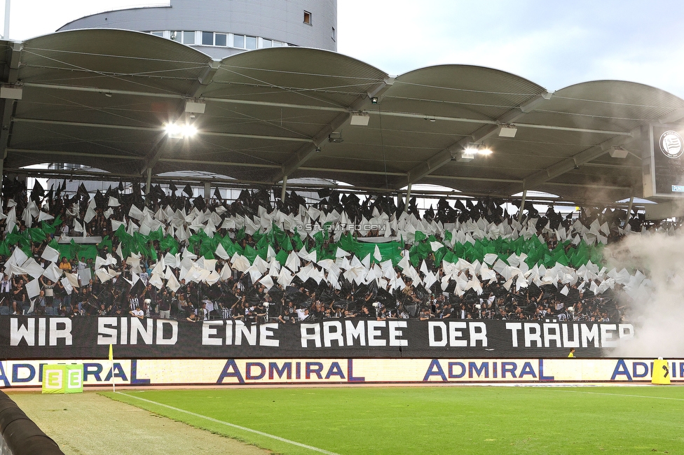 Sturm Graz - LASK
Oesterreichische Fussball Bundesliga, 5. Runde, SK Sturm Graz - LASK, Stadion Liebenau Graz, 20.08.2022. 

Foto zeigt Fans von Sturm mit einer Choreografie
Schlüsselwörter: sturmflut