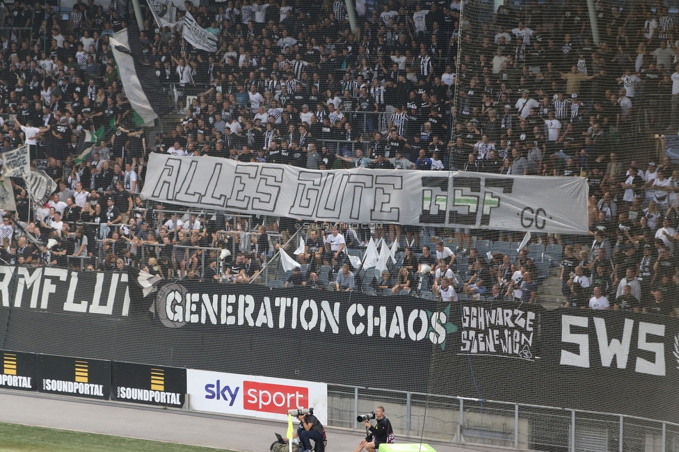 Sturm Graz - LASK
Oesterreichische Fussball Bundesliga, 5. Runde, SK Sturm Graz - LASK, Stadion Liebenau Graz, 20.08.2022. 

Foto zeigt Fans von Sturm mit einem Spruchband
Schlüsselwörter: sturmflut generationchaos