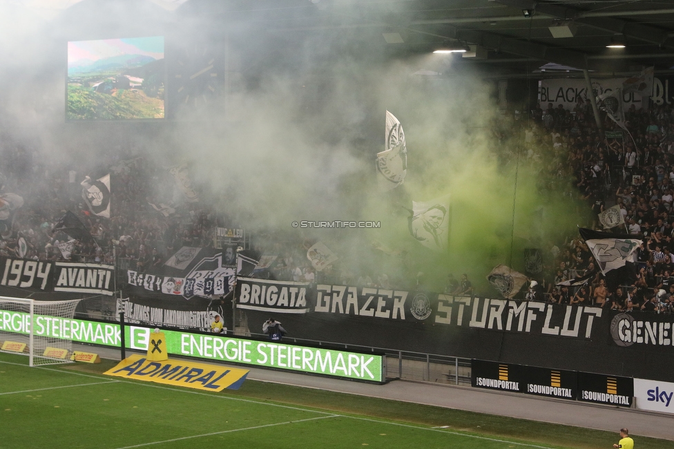 Sturm Graz - LASK
Oesterreichische Fussball Bundesliga, 5. Runde, SK Sturm Graz - LASK, Stadion Liebenau Graz, 20.08.2022. 

Foto zeigt Fans von Sturm mit einer Choreografie
Schlüsselwörter: sturmflut