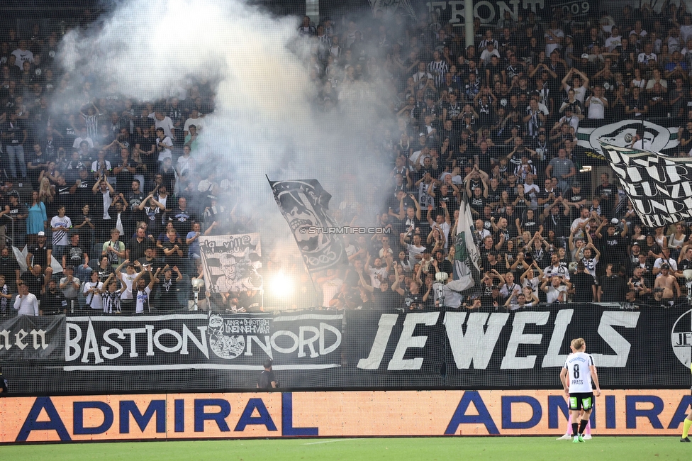 Sturm Graz - LASK
Oesterreichische Fussball Bundesliga, 5. Runde, SK Sturm Graz - LASK, Stadion Liebenau Graz, 20.08.2022. 

Foto zeigt Fans von Sturm
Schlüsselwörter: bastion pyrotechnik