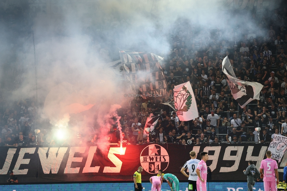 Sturm Graz - LASK
Oesterreichische Fussball Bundesliga, 5. Runde, SK Sturm Graz - LASK, Stadion Liebenau Graz, 20.08.2022. 

Foto zeigt Fans von Sturm
Schlüsselwörter: jewels pyrotechnik