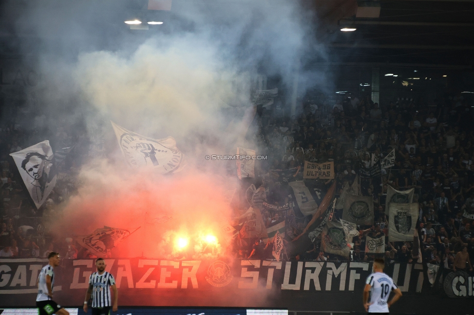 Sturm Graz - LASK
Oesterreichische Fussball Bundesliga, 5. Runde, SK Sturm Graz - LASK, Stadion Liebenau Graz, 20.08.2022. 

Foto zeigt Fans von Sturm
Schlüsselwörter: sturmflut pyrotechnik