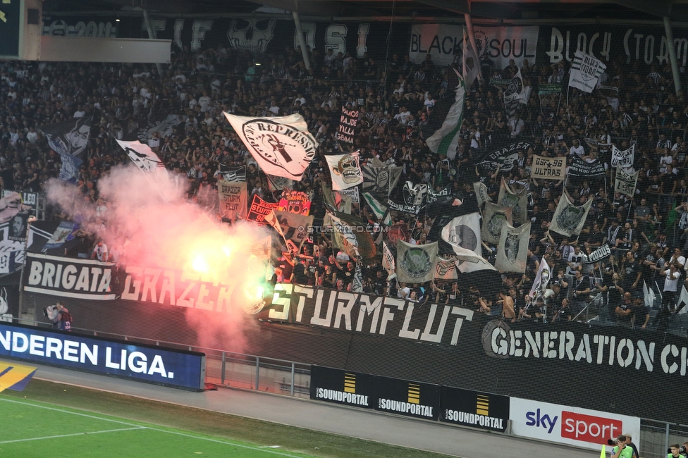 Sturm Graz - LASK
Oesterreichische Fussball Bundesliga, 5. Runde, SK Sturm Graz - LASK, Stadion Liebenau Graz, 20.08.2022. 

Foto zeigt Fans von Sturm
Schlüsselwörter: sturmflut pyrotechnik