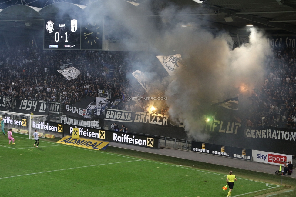 Sturm Graz - LASK
Oesterreichische Fussball Bundesliga, 5. Runde, SK Sturm Graz - LASK, Stadion Liebenau Graz, 20.08.2022. 

Foto zeigt Fans von Sturm
Schlüsselwörter: pyrotechnik sturmflut