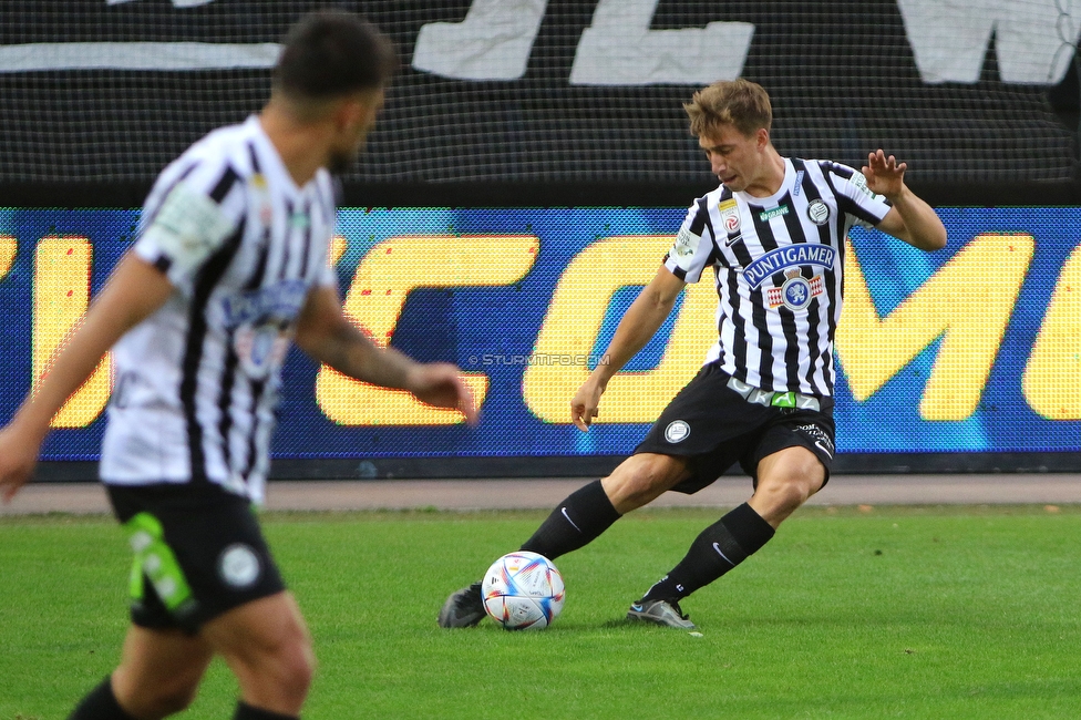 Sturm Graz - LASK
Oesterreichische Fussball Bundesliga, 5. Runde, SK Sturm Graz - LASK, Stadion Liebenau Graz, 20.08.2022. 

Foto zeigt David Affengruber (Sturm)
