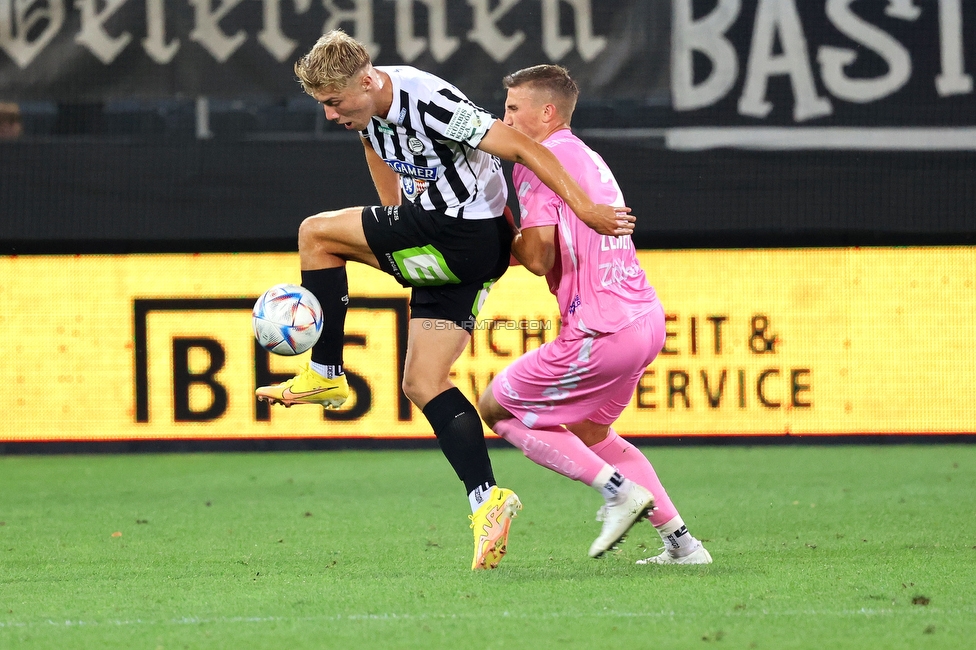 Sturm Graz - LASK
Oesterreichische Fussball Bundesliga, 5. Runde, SK Sturm Graz - LASK, Stadion Liebenau Graz, 20.08.2022. 

Foto zeigt Rasmus Hoejlund (Sturm)
