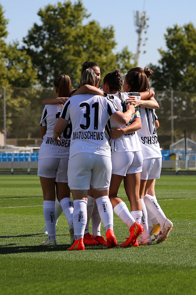 Sturm Damen - Tomiris-Turan
UEFA Champions League Qualifikation, 1. Runde, SK Sturm Graz Damen -  FC Tomiris-Turan, Estadio Alfredo Di Stefano Madrid, 21.08.2022. 

Foto zeigt Julia Matuschewski (Sturm Damen), Andrea Glibo (Sturm Damen) , Anna Maria Wirnsberger (Sturm Damen) und Annabel Schasching (Sturm Damen)
