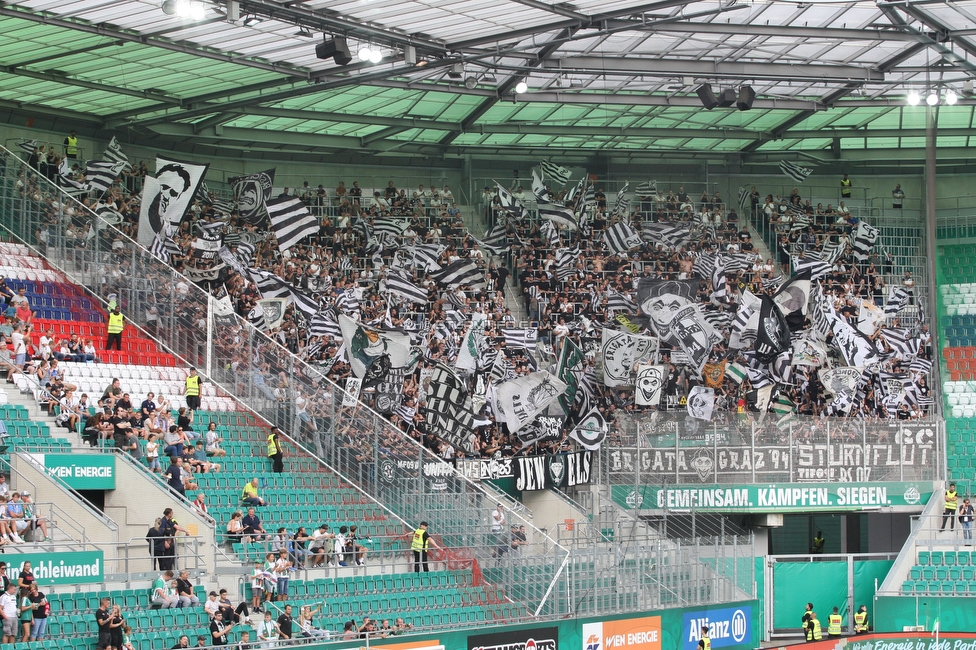 Rapid Wien - Sturm Graz
Oesterreichische Fussball Bundesliga, 6. Runde, SK Rapid Wien - SK Sturm Graz, Weststadion Wien, 28.08.2022. 

Foto zeigt Fans von Sturm
