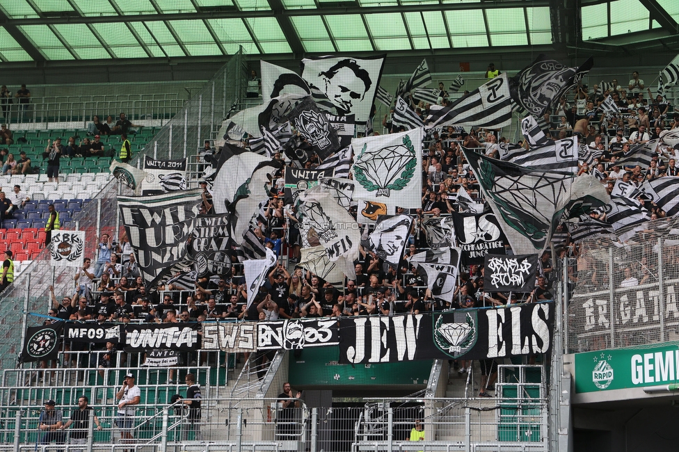 Rapid Wien - Sturm Graz
Oesterreichische Fussball Bundesliga, 6. Runde, SK Rapid Wien - SK Sturm Graz, Weststadion Wien, 28.08.2022. 

Foto zeigt Fans von Sturm
