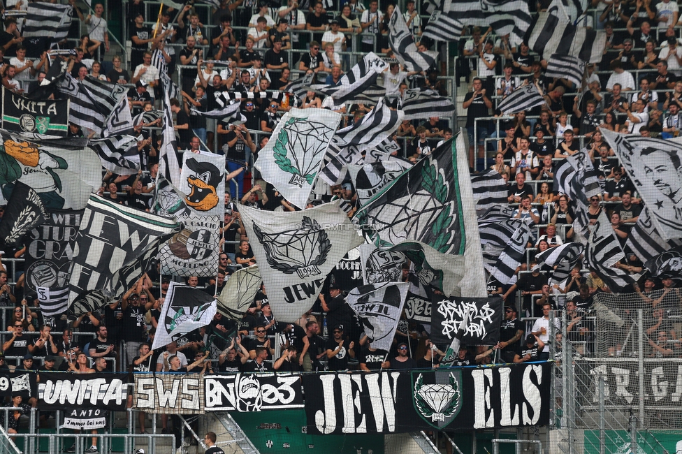 Rapid Wien - Sturm Graz
Oesterreichische Fussball Bundesliga, 6. Runde, SK Rapid Wien - SK Sturm Graz, Allianz Stadion Wien, 28.08.2022. 

Foto zeigt Fans von Sturm
Schlüsselwörter: jewels