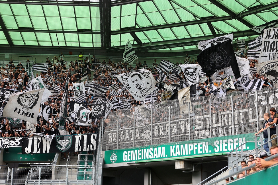 Rapid Wien - Sturm Graz
Oesterreichische Fussball Bundesliga, 6. Runde, SK Rapid Wien - SK Sturm Graz, Weststadion Wien, 28.08.2022. 

Foto zeigt Fans von Sturm
